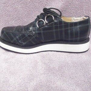 TUK Anarchic Creeper Shoes Mens 7 Leather Platform Plaid Grunge Goth Punk Y2K